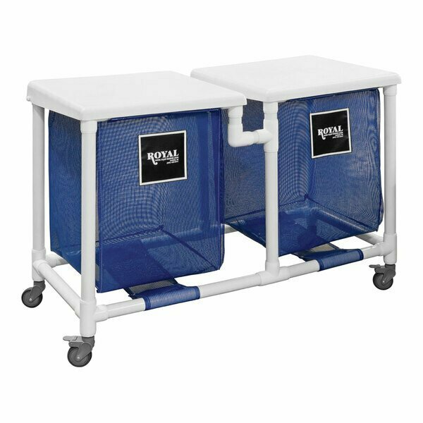 Royal Basket Trucks 24 Gallon Blue Double Compartment PVC Hamper R24-BBX-H2N-3ULN 50AR24BBXH2N3ULN